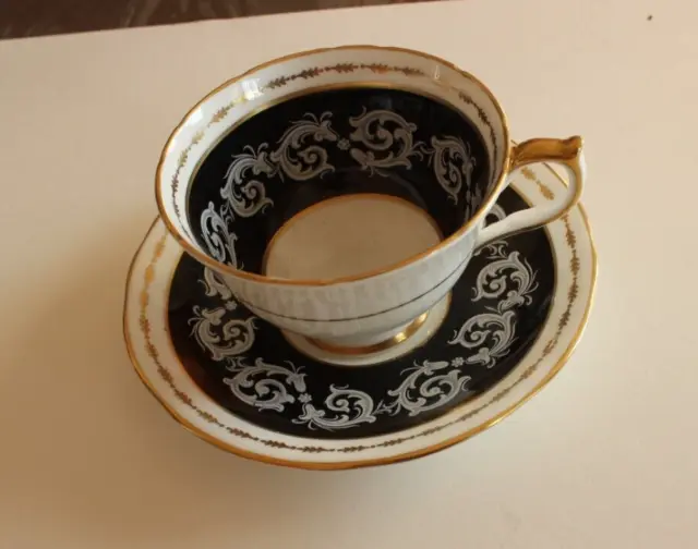 Aynsley Teacup and Saucer  Set BLACK AND GOLD