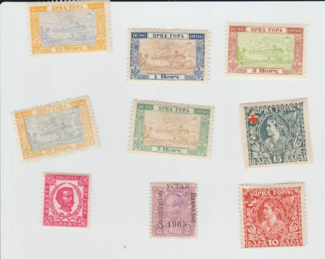 Montenegro  9 stamps, 1900s