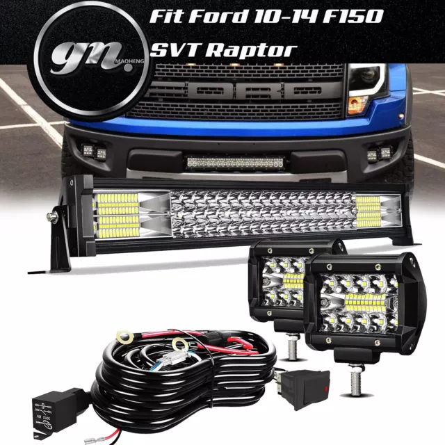 Fit Ford 10-14 F150 SVT Raptor Below Hidden Bumper Fog LED Light Bar Wiring Kit