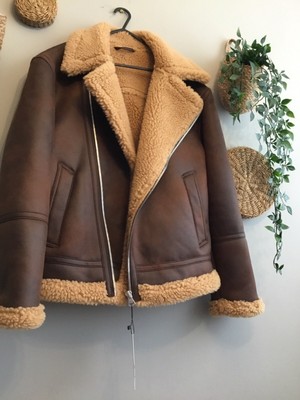 zara aviator jacket beige