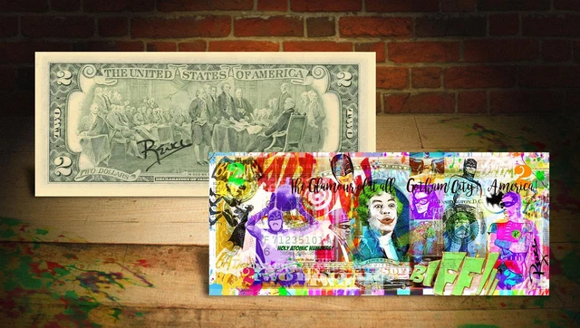 Art Print On Genuine $2 Bill - American Flag & All Lives Matter