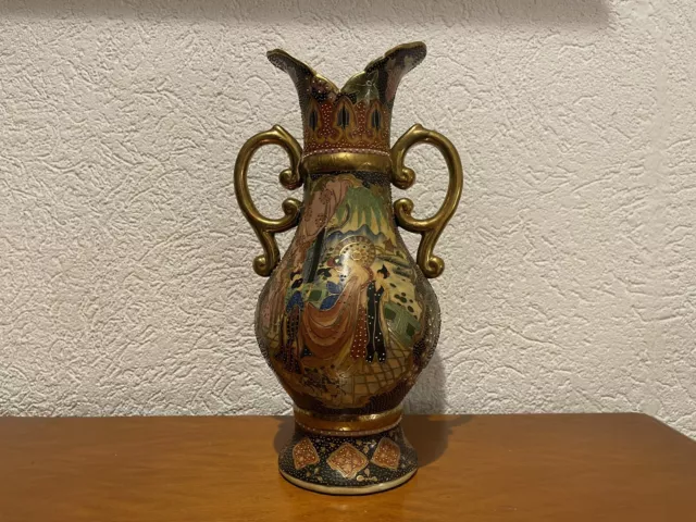 Porzellan Vase Mit Japanischen Motiven Handbemalt Vergoldet 36 Cm