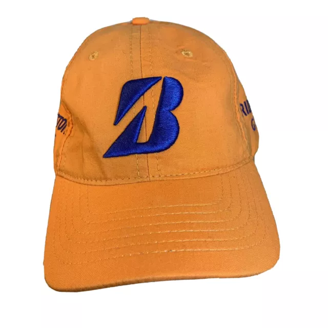 Bridgestone Golf Cap Blaze Orange Hat Black Embroidered Logo Adjustable Snapback
