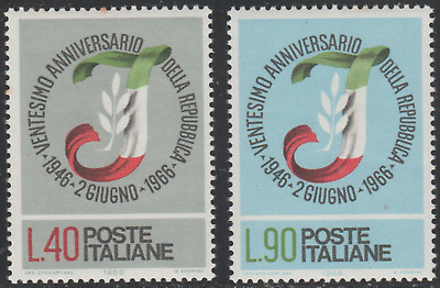 Italy 1966 SC# 939 - 940 - 20th anniv. of the Republic of Italy - M-NH Lot # 64