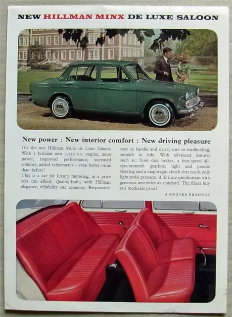 HILLMAN MINX DE LUXE SALOON Car Sales Specification Leaflet 1965-66 #1195/H