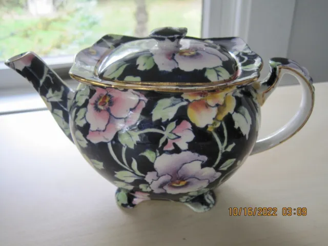 Rare Pattern Royal Winton Cobalt Blue Chintz Teapot