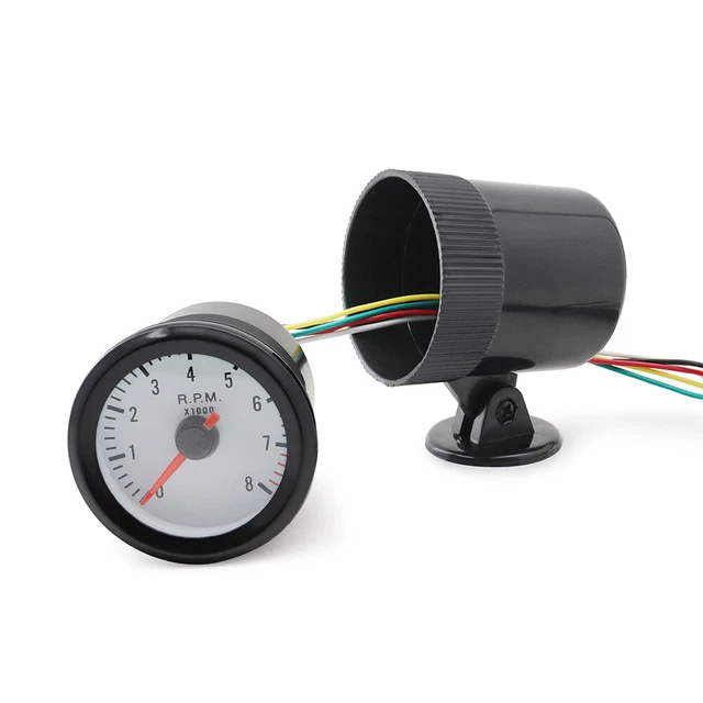 52mm 0-11000 RPM Tachometer Gauge - 7 Color LED Backlight, 12V DC, Includes Sensor & Bracket