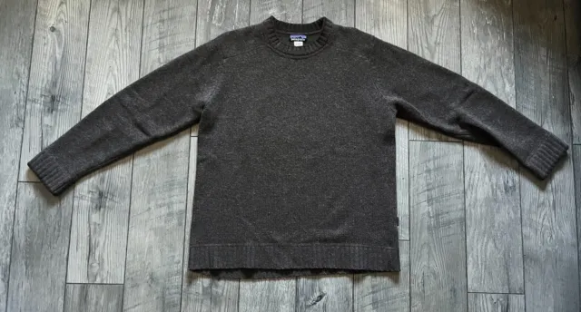 Men's Patagonia Sweater Large L Brown 100% Lambswool Crew Neck Pullover