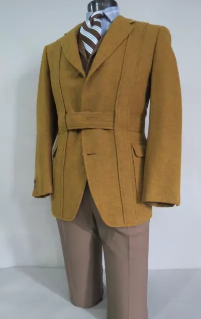 VTG Hudsons Ivy J Press style Tweed Full belted Norfolk jacket sport coat 42 R