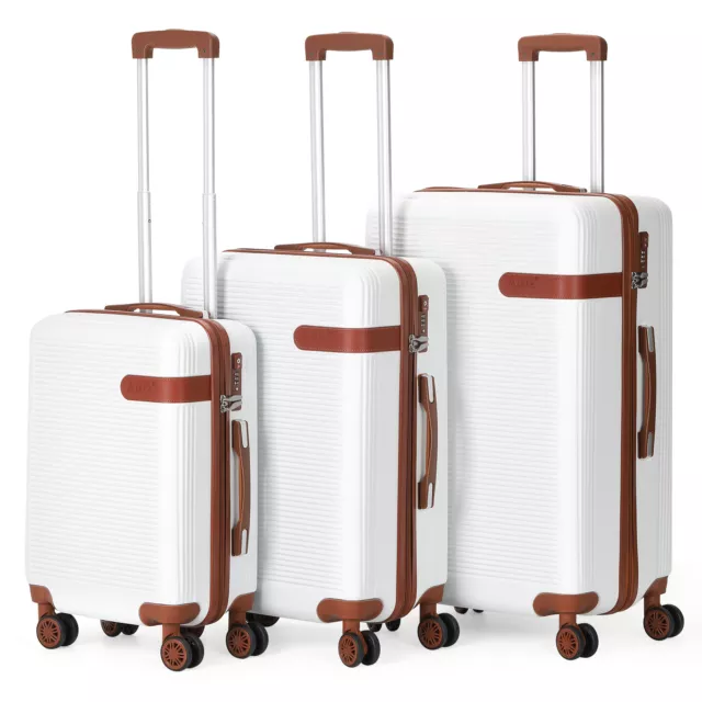 Set of 3 Travel Luggage Set Hardside Trolley Suitcase Wheels TSA Lock 20/24/28"