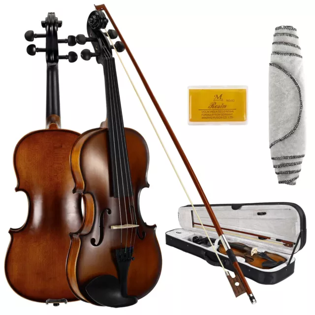 Asmuse Full Size 4/4 Violin Kit Solid Wood Matte Maple with Bow Case Beginner