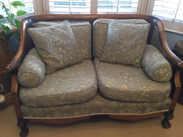 Three Piece Walnut Bergere Cane Suite