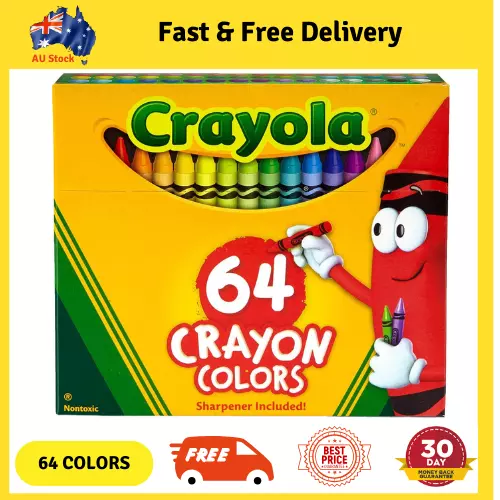 Crayola Crayon Box with Sharpener 64 Colours Gift Colouring Drawing Non Toxic