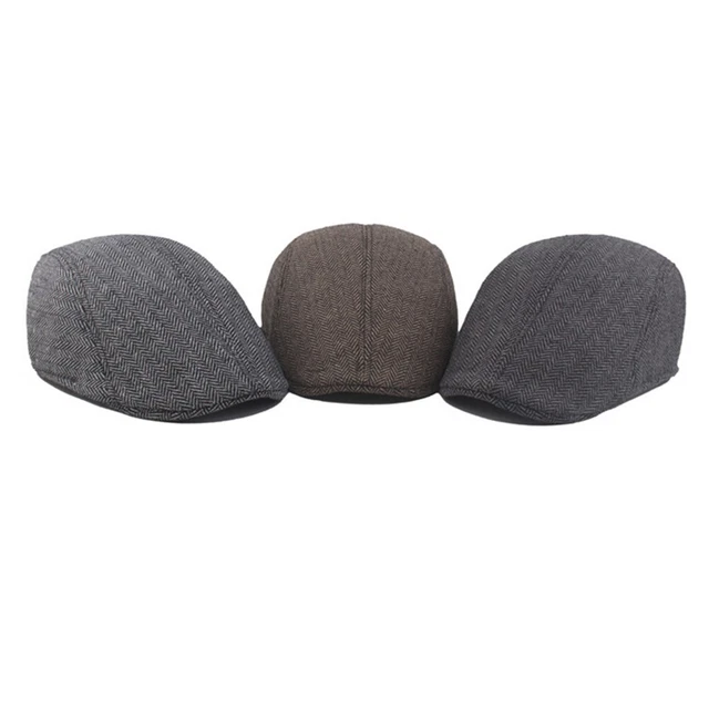 Fashion forward Men's Tweed Flat Cap Baker Boy Hat Herringbone Newsboy Hat
