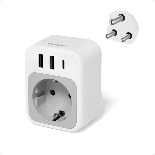 TESSAN Adaptateur de Voyage Electrique avec 3 USB et 1 Type C
