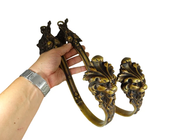 Pair of Louis XIV Baroque Style Gilt Bronze Curtain Hooks or Tie Backs Set  of 2