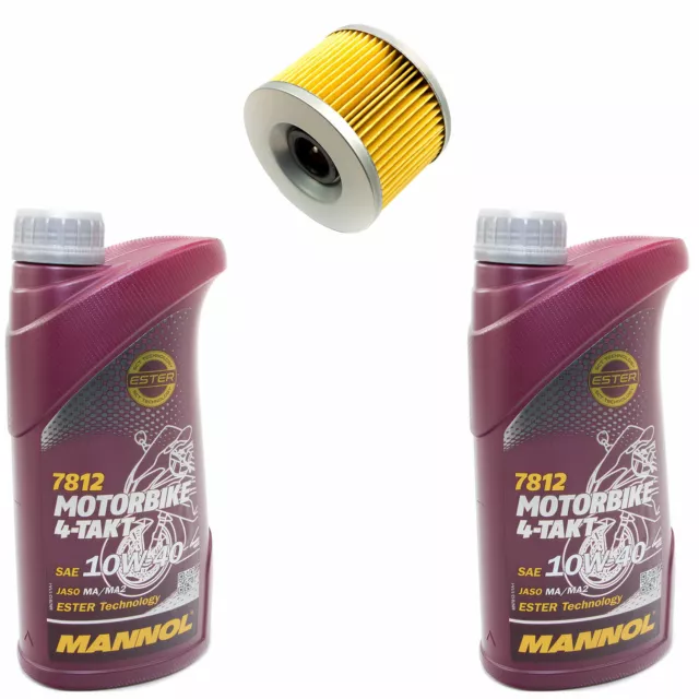 Motoröl Ölfilter MF401 Set 10W40 2 Liter für Honda GL Kawasaki ZZR Yamaha XJR