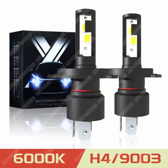 H4 9003 LED Headlight Bulb Conversion Kit High Low Dual Beam 6500K Bright White
