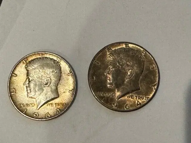 2- 1964 P Kennedy Half Dollar s- BU Toned