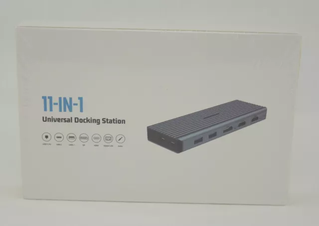 Universal PC Portable Station 11-in-1 Usb-C USB 3.1 4K HDMI Dp Ethernet Audio