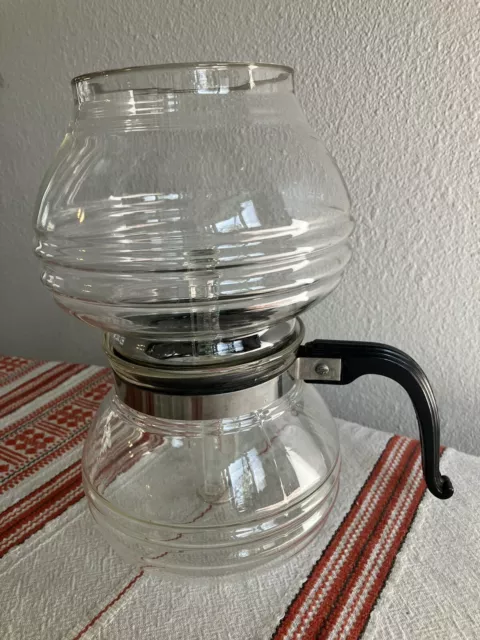 VTG DOUBLE BUBBLE RIBBED GLASS COFFEE PERCOLATOR Pyrex ? W/ Cory Filter Rod 3 Pc