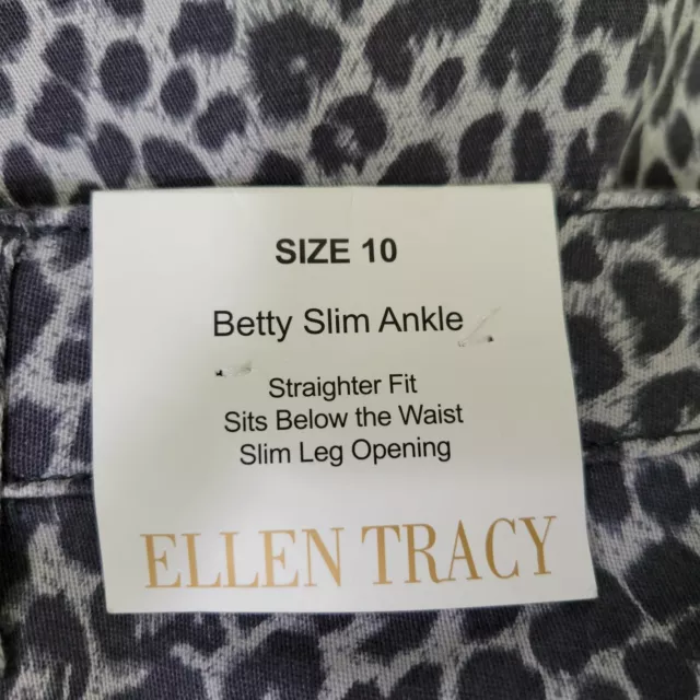 Ellen Tracy Pants Womens 10 Brown Animal Print Betty Slim Ankle 33x28 NWT 3