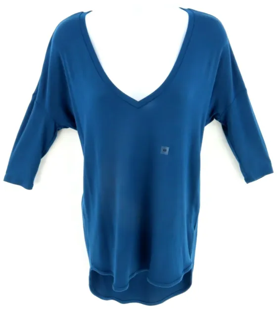 Express One Eleven Blouse Womens Size XS Blue Modal Blend Plunge Neck NWT $29.90