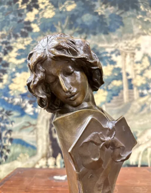 Henri Peinte - buste de femme d’époque Art Nouveau en bronze 3