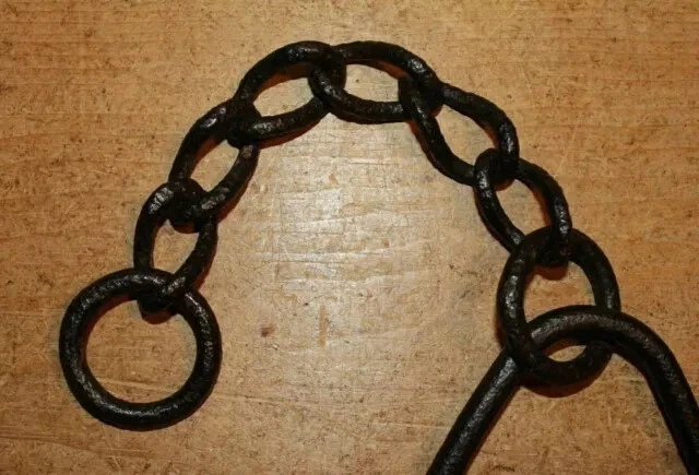 Antique Hardware Wrought Solid Iron Butchers Hook with Chain Meat Beam Hanging