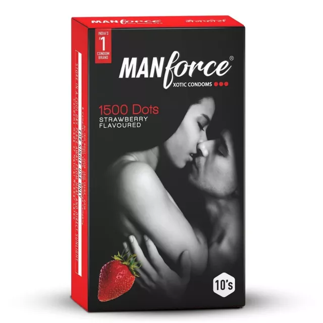 100 Stück Manforce extra gepunktete Kondome mit Erdbeergeschmack |...