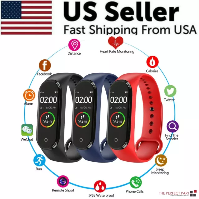 M4 Smart Watch Band Blood Pressure Bracelet Wristband Fitness Tracker Heart Rate