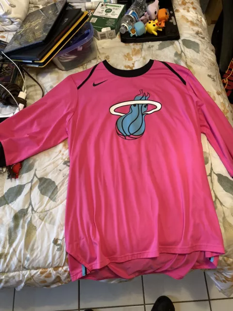 Nike / Men's Miami Heat Red Dri-FIT Long Sleeve Shooting Shirt