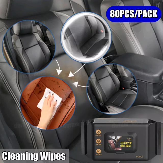 80PCS Interior Cleaning Wipes Car Leather Brightening Maintenance Restoration