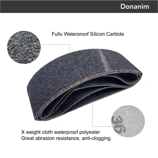 SANDING BELTS 3X18 36 Grit Extra Coarse Silicon Carbide Abrasive ...