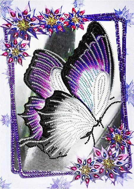 5D Purple Butterfly Diamond Painting Special Shape Rhinestone Partial Drill