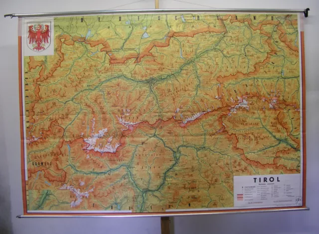 schöne alte Schulwandkarte Tirol Südtirol Innsbruck ~1960 235x162cm vintage map