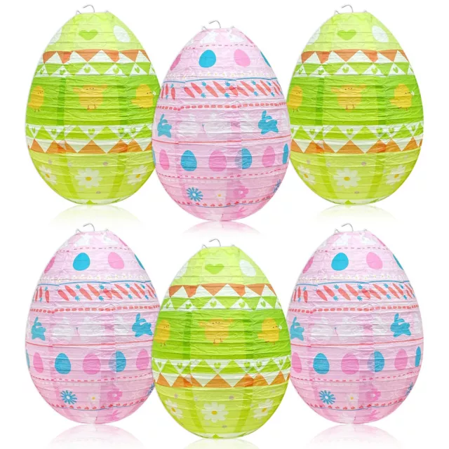 6 Pcs Easter Party Decorations Easter Eggs Hanging Paper Lanterns Party Décor...