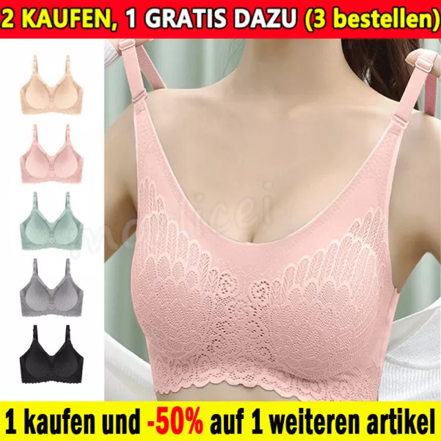 Spitze Komfort BH Damen Seamless Nahtlos Bustier Sports Push,Up Bra Yoga Fitness