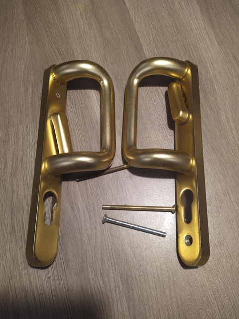 Golden sliding patio door handles