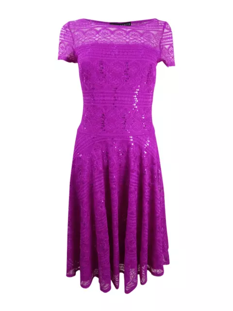 Sangria Women's Sequined Lace Fit & Flare Dress 3