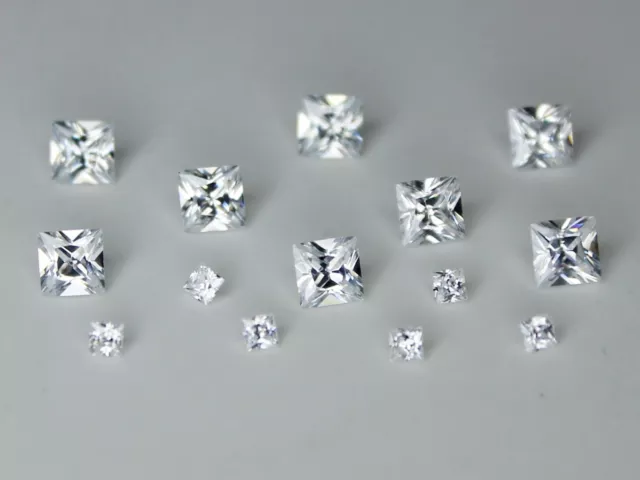 White CZ Square Loose AAA Cubic Zirconia Gemstone 2x2mm 4x4mm 6x6mm 8x8mm