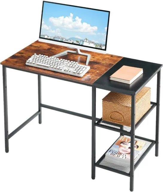 Computer Desk -100cm YMYNY Modern Industrial Office Desk in Brown