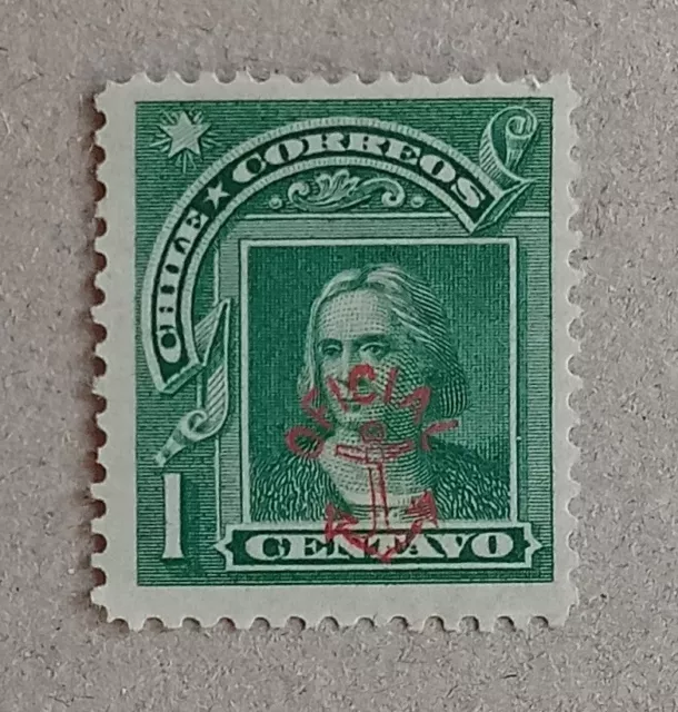 Chile 1907 Official – Anchor + Oficial – Columbus – MiNr D 9 – 1 Ct – green