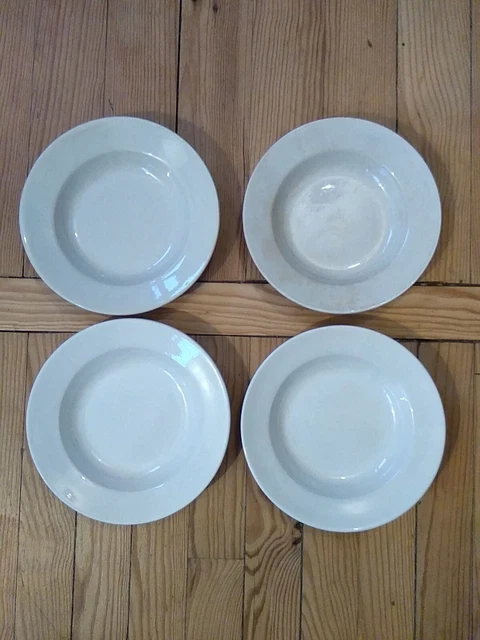 4 assiettes creuses faïence fine Sarreguemines XIXe