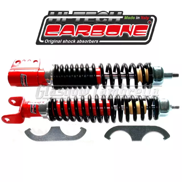 CARBONE Vespa PX RED & BLACK SPORT / ADJUSTABLE FRONT & REAR SHOCK ABSORBER SET