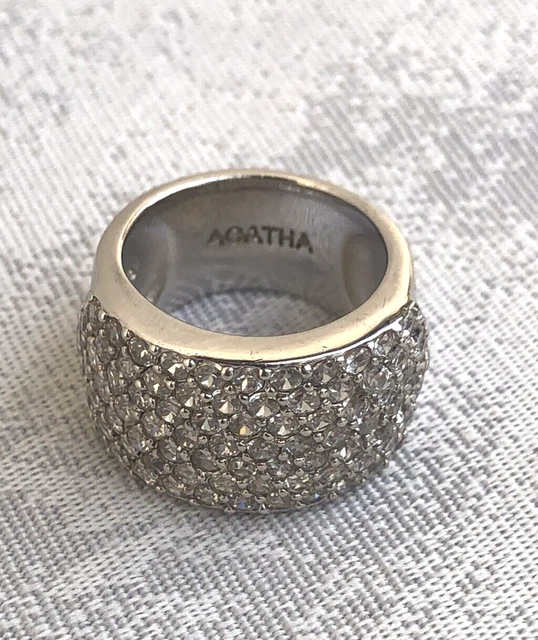 Bague Tressée En Argent 925 Avec Zirconium Et Pierres Noires - Taille 54 - Neuve Sans Emballage