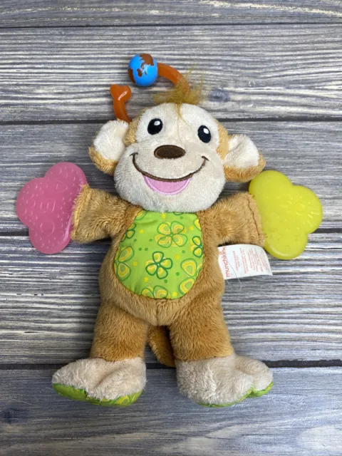 Munchkin Baby Brown Plush Monkey Teether Crinkle Rattle Baby Toddler Toy 9"