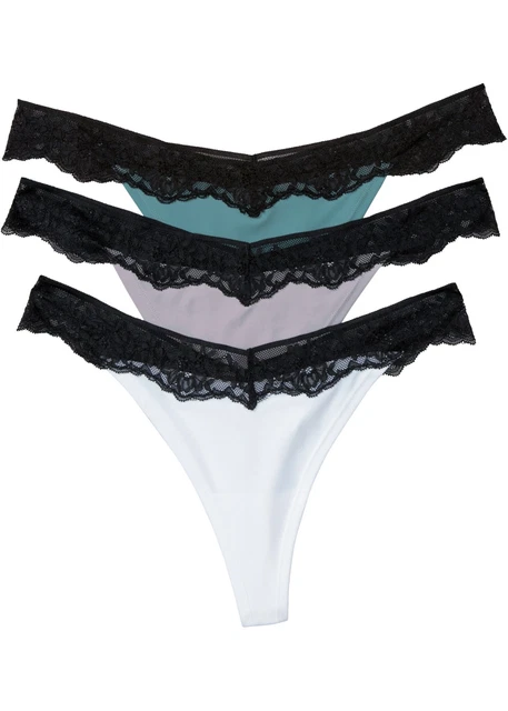Confezione da 3 perizoma taglia 48/50 bianco nero Mauve turchese biancheria intima da donna nuova