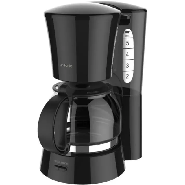 Cafetière Filtre 5 Tasses 0,6 Litres 650 watt Machine à Café Moulu Oceanic Noir