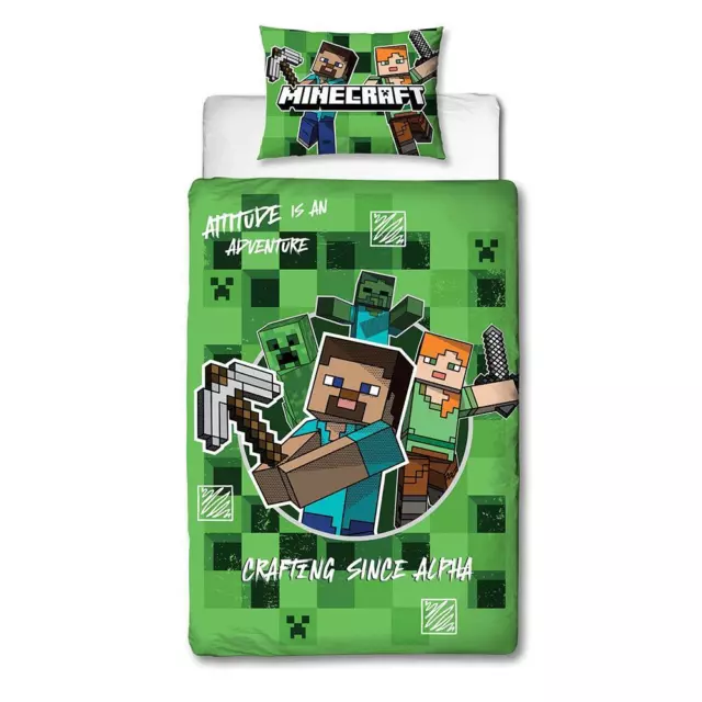 Minecraft de Cuadros Funda Edredón Individual Juego Niños Jugadores Cama 2-in-1